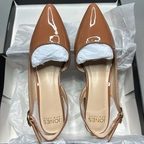 Jones New York Women's Candree Pointed Toe Block Heel Slingback Pumps Dark Nude - Picture 3 of 8